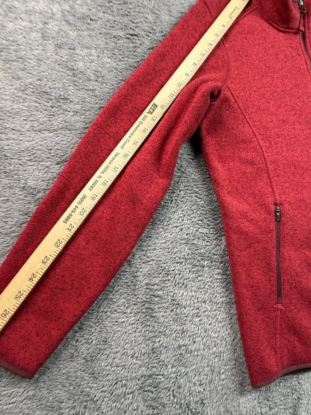 LL Bean Fleece Jacket Full Zip Heather Red Womens M Outdoor Hiking Trails - Picture 3 of 5